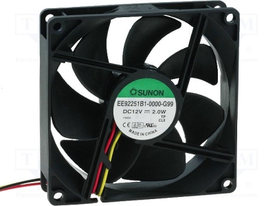 Вентилатор EE92251B1-G99 Вентилатор: DC; аксиален; 12VDC; 92x92x25mm; 87,55m3/h; 34dBA